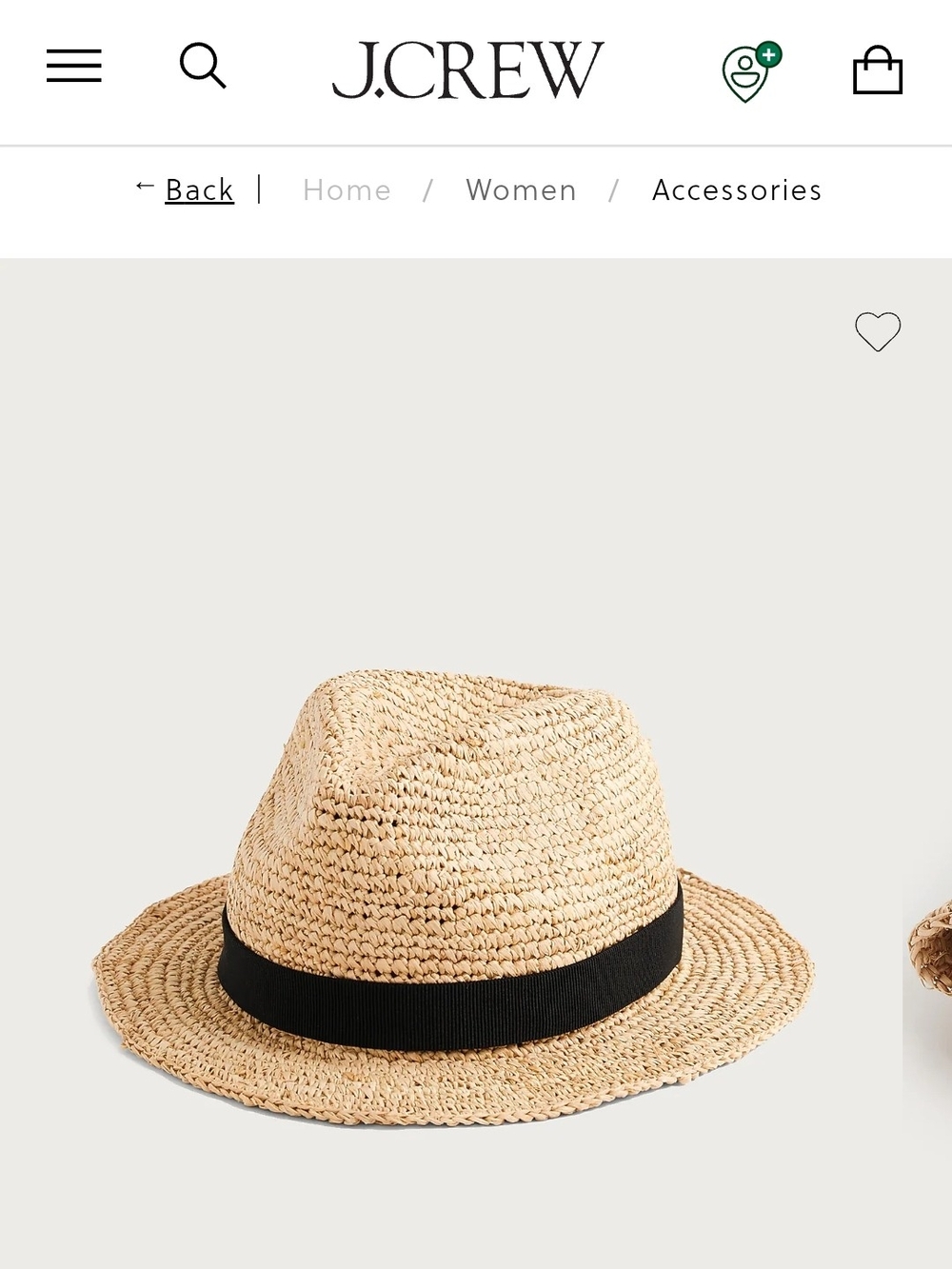 J.Crew Women's Straw Fedora Hat with Black Band
